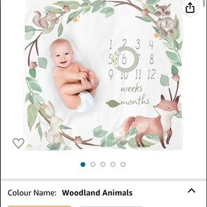 Woodland animal themed baby milestone blanket
